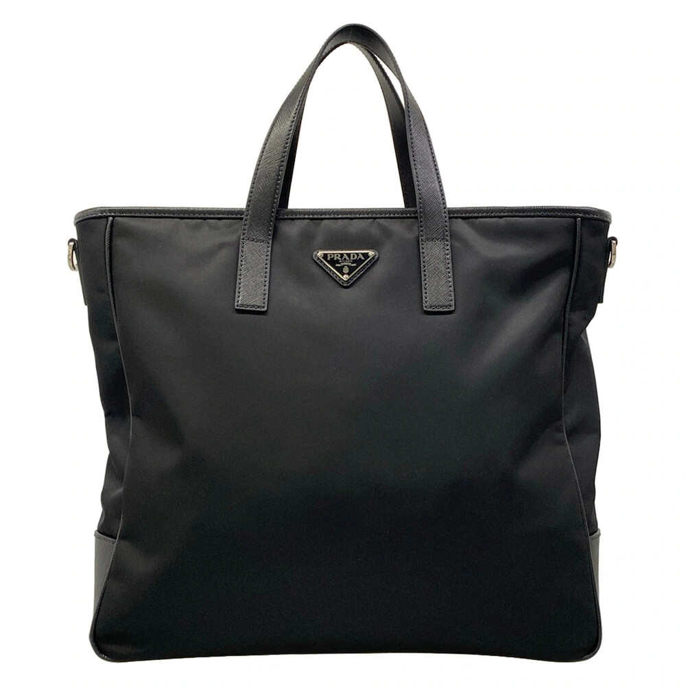 Prada Black Nylon Leather Handbag #339866P14B